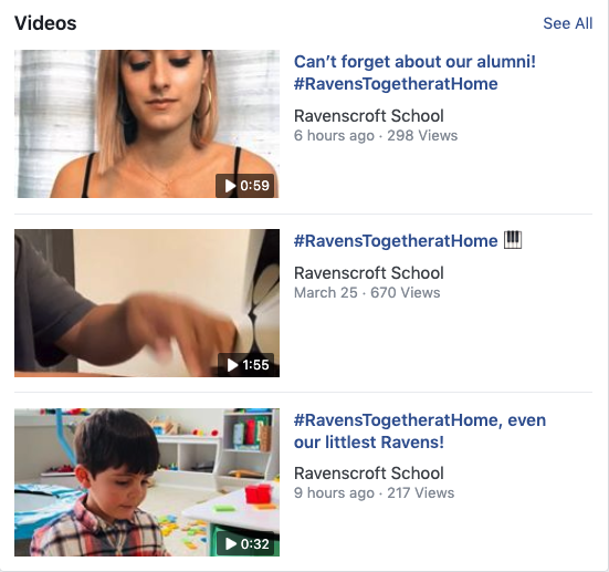 Screenshot of Facebook Videos