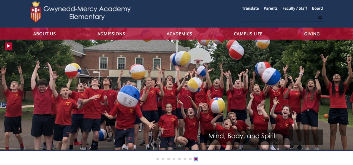 Gwynedd-Mercy Academy Elementary homepage screenshot