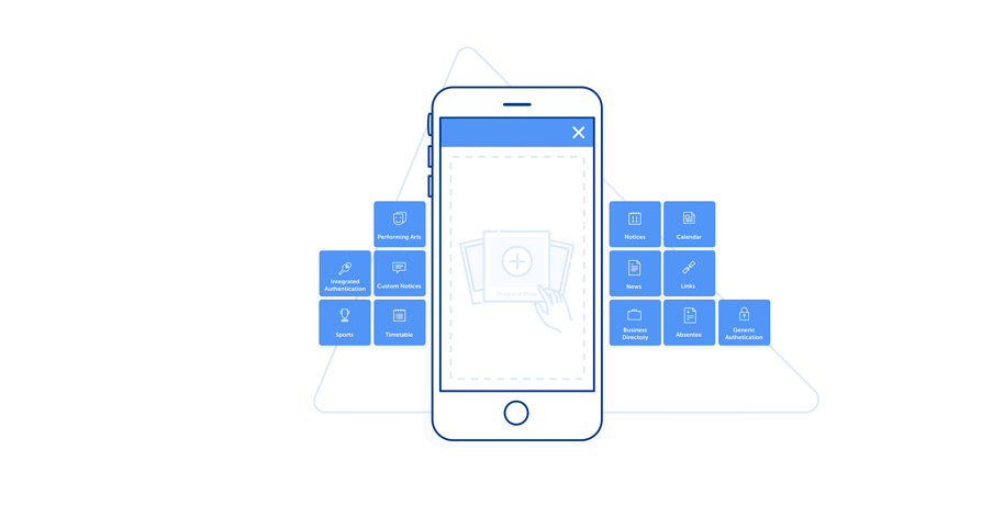 [Illustration_ show some of the modules available within a Digistorm school app]